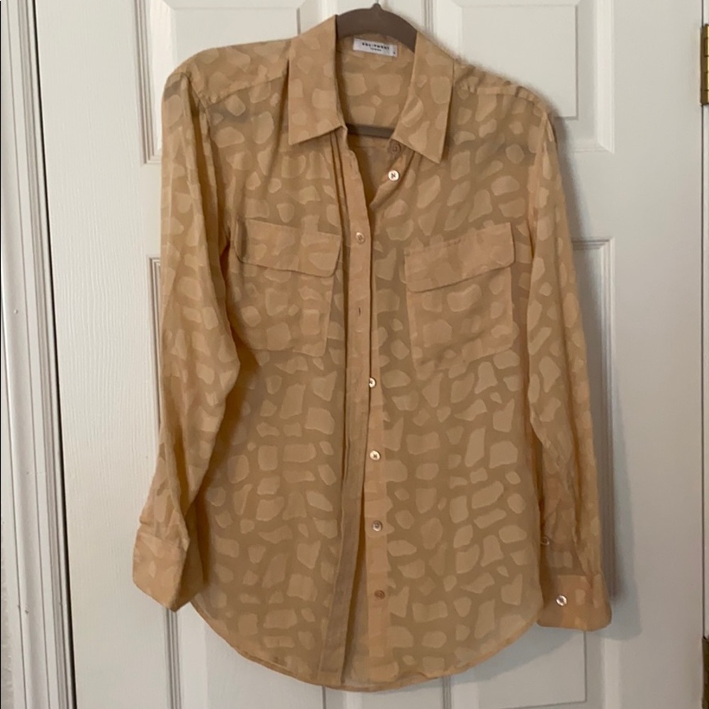 Blush Pink Patterned Equipment Button Down Shirt - image 1